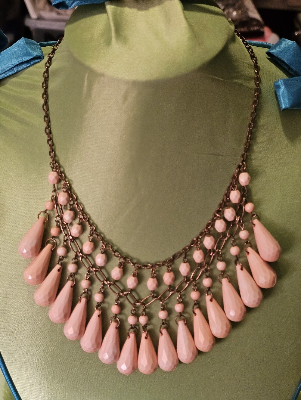 Pink Tear Drop  Necklace